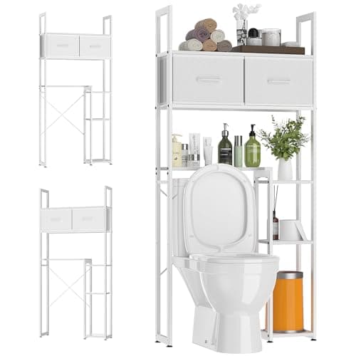 Luxspire 5-Tier Over Toilet Organizer, Brown + Black