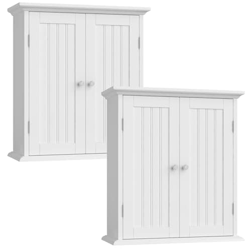 ChooChoo Toilet Wall Cabinet, Space-Saving Medicine Cabinet with 2 Doors & Shelves