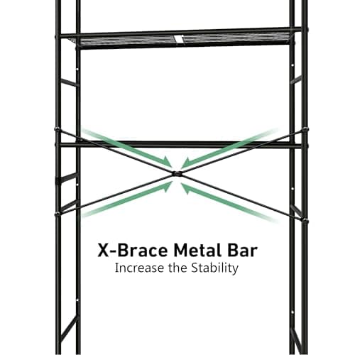 Toilet Storage Organizer Shelf with X-Shaped Bar and Hooks