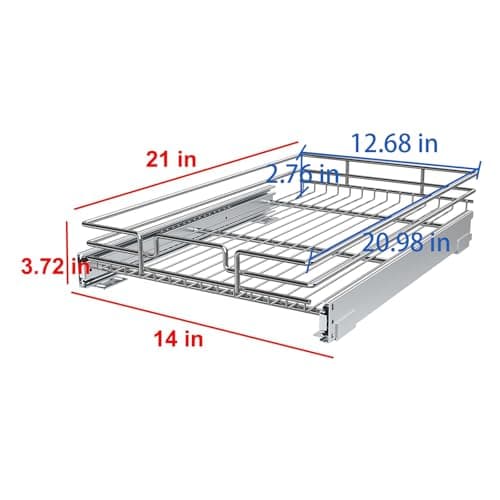 Heavy Duty Chrome Slide Out Cabinet Organizer, 14x21 IN, Kitchen Cabinets