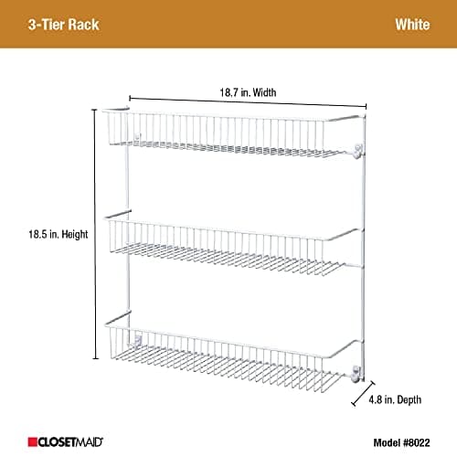 ClosetMaid 18-Inch Wide 3-Tier Wall Mount Metal Spice Rack, White