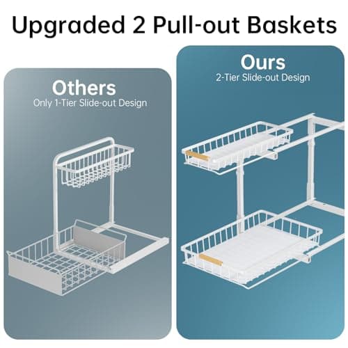 Under Sink Organizer 2 Pack for Kitchen and Bathroom
