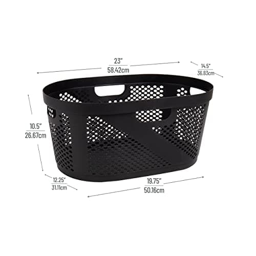 Mind Reader 40L Black Ventilated Laundry Basket, Set of 2