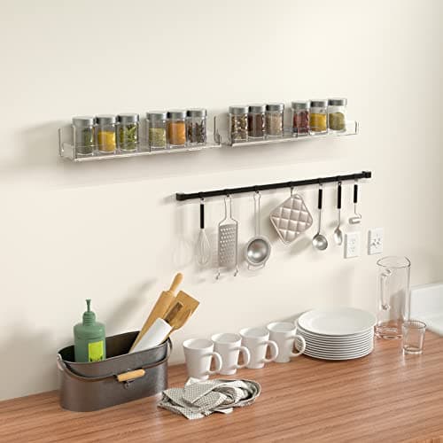 Acrylic Spice Rack Wall Mount, 2 Pack Kitchen Seasoning Organizer