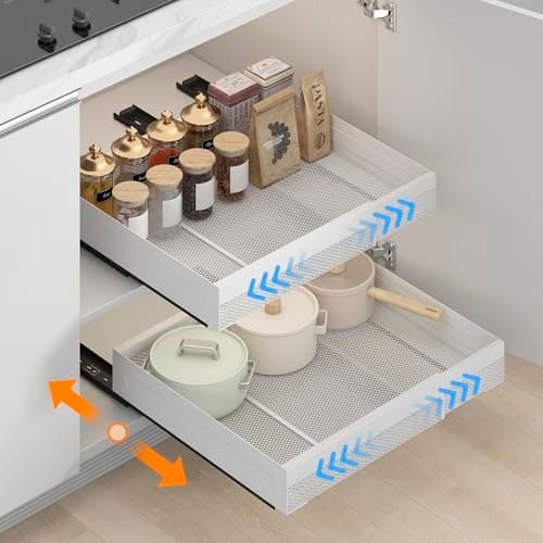 Expandable 16.5" Deep Slide Out Kitchen Cabinet Organizer, Metal, 1 Pack