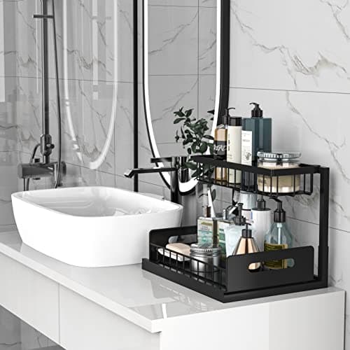 Bukfen 2-Tier Slide Out Under Sink Cabinet Organizer, 2 Pack