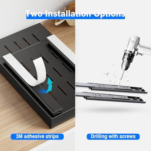 2 Pack Black Adhesive Pull Out Cabinet Organizer for Kitchen, Cupboard & Pantry