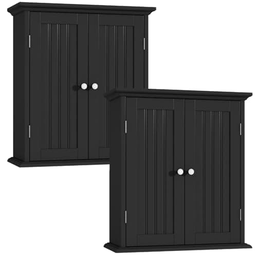 ChooChoo Toilet Wall Cabinet, Space-Saving Medicine Cabinet with 2 Doors & Shelves
