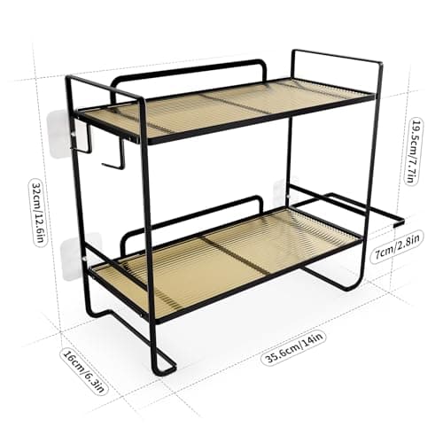 2-Tier Black Acrylic Over The Toilet Organizer, Large Capacity, Rust-Resistant