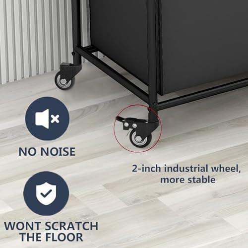 LINZINAR 2 Bag Laundry Basket Sorter with Storage Shelf, Black