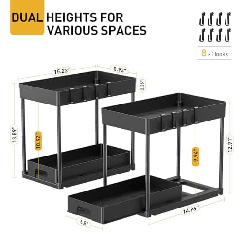 Under Sink Organizer 2-Pack for Bathroom and Kitchen