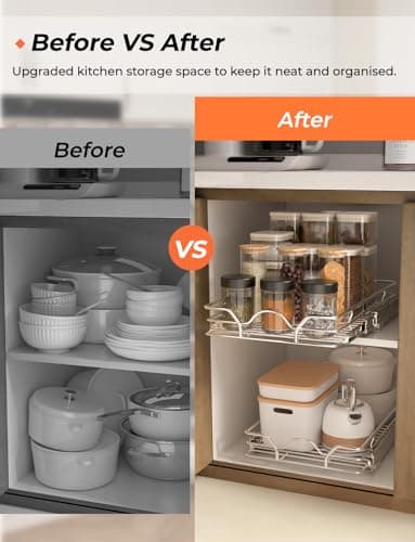 StorageWorks Slide Drawer Cabinet Organizer, Kitchen & Bathroom Pantry, 14" x 21", Chrome, Silver