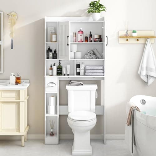 Bathroom Space-Saving Toilet Cabinet with Barn Door