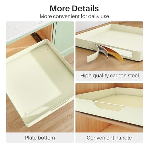 Pull Out Cabinet Organizer for Kitchen Cabinets, 21 inch Deep, No Drill Adhesive Drawers