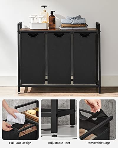 Laundry Sorter with Removable Bags and Shelf for Busy Homeowners