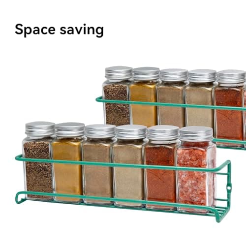 Snailhouse Green Wall Mount Spice Rack Organizer 2 Pack Cabinet Door Storage