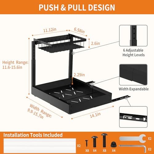 2-Pack Expandable Under Sink Organizers for Kitchen & Bathroom