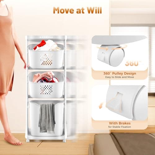 3-Tier Laundry Sorter & Organizer Cart with 4 Wheels