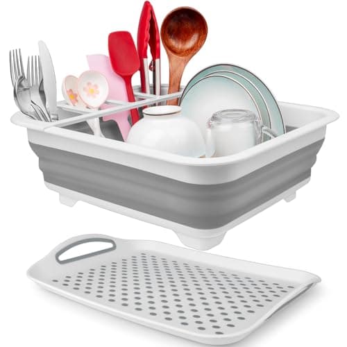 Portable Collapsible Dish Drying Rack with Drainboard for Kitchen Sink RV Accessories