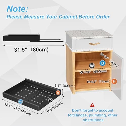 12.4" to 19.3" Adjustable Slide-Out Drawer Organizer for Kitchen Cabinets