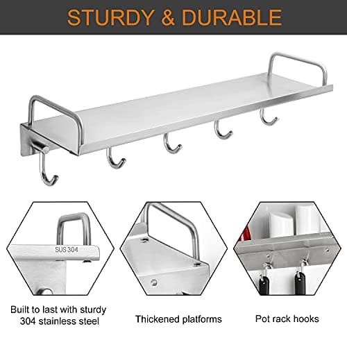 Stainless Steel Hanging Spice Rack with Hooks Over the Stove