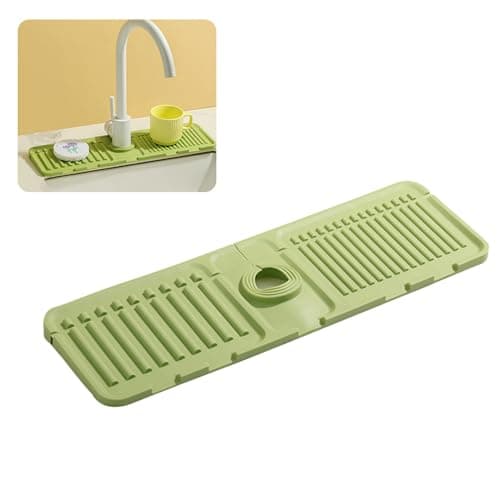 Premium Silicone Kitchen Faucet Mat - Fast Drying Splash Guard (1 Pack, Gray)