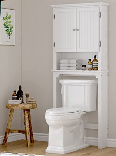 White UTEX Over the Toilet Storage Cabinet with Adjustable Shelves