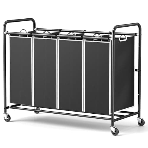 ROMOON 4-Section Heavy Duty Laundry Sorter with Wheels
