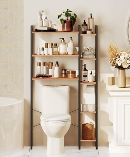 Rustic Brown HOOBRO Toilet Organizer, 8-Tier Storage BF86TS01