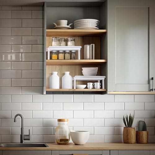 DecorRack White Plastic Counter and Cabinet Shelves 10x7x3.5 (Set of 2)