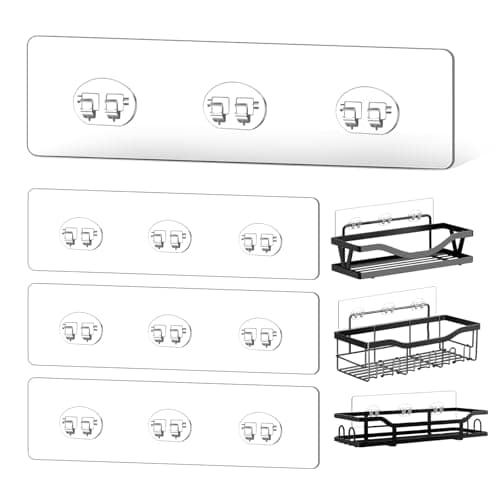 14 Pack Strong Adhesive Hooks for Shower Caddy & Bathroom Storage