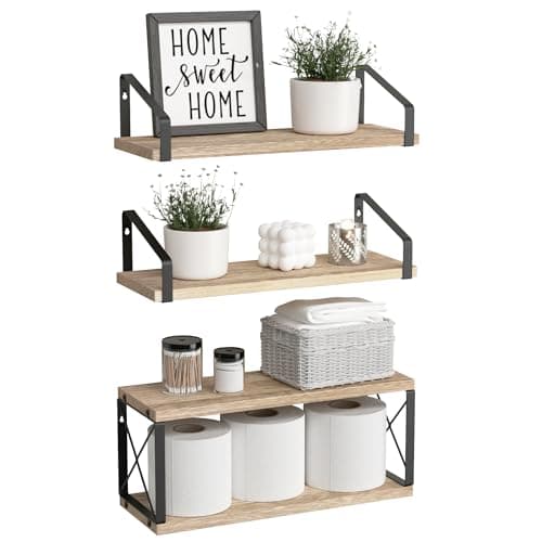 White Wall-Mounted Floating Shelves for Bedroom, Kitchen & Bathroom Storage