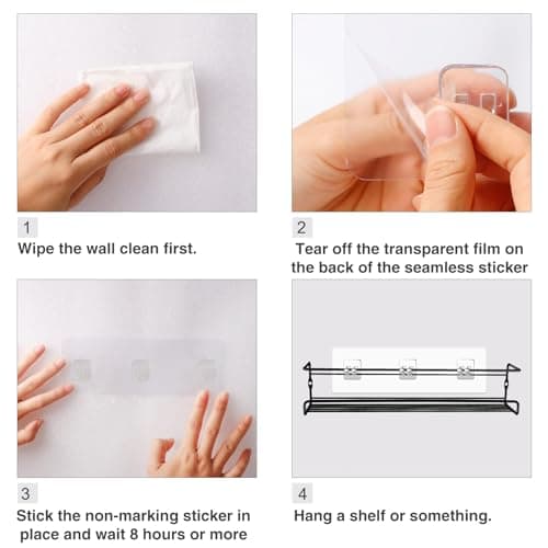 14 Pack Strong Adhesive Hooks for Shower Caddy & Bathroom Storage