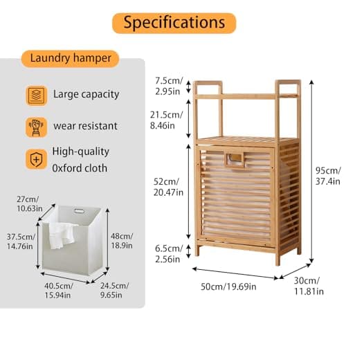 2-Tier Lavatory Hamper with Tilt Out Basket - Laundry Organizer for Bathroom, Nursery, Bedroom