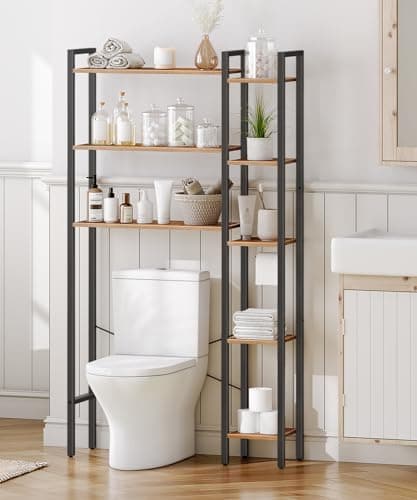 Rustic Brown HOOBRO Toilet Organizer, 8-Tier Storage BF86TS01