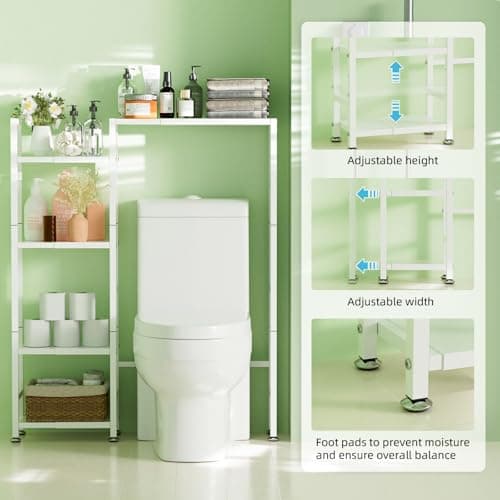 ASFSKY Expandable Toilet Organizer - 5-Tier Shelving for Bathroom Storage