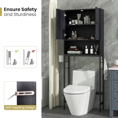Giantex Anti-Tip Over Toilet Storage Cabinet - Bathroom Organizer