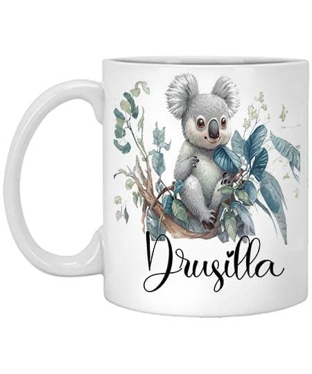Personalized 11oz Floral Koala Mug for Women – Custom Name Gift