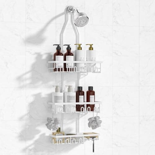 Rustproof Black Shower Caddy with Extendable Rack & Soap Holder
