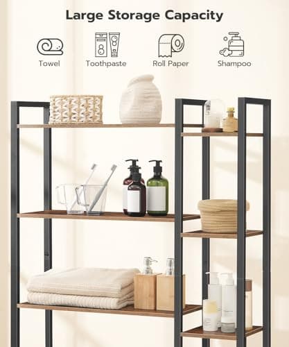 Rustic Brown HOOBRO Toilet Organizer, 8-Tier Storage BF86TS01