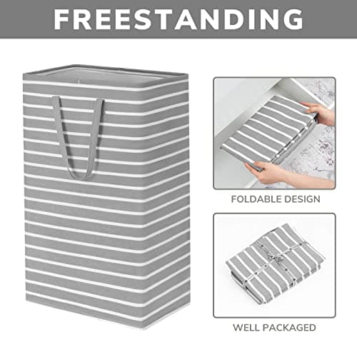 Goodpick 90L Large Tall Laundry Basket Organizer 2-Pack Storage Baskets for Dirty Clothes & Baby Laundry in Grey