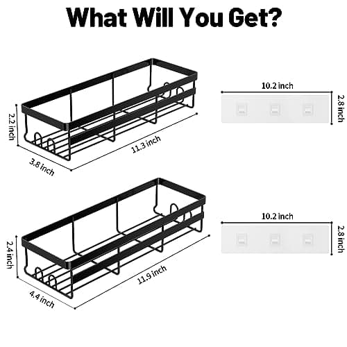 WOWBOX Stainless Black Adhesive Shower Caddy, 2 Pack