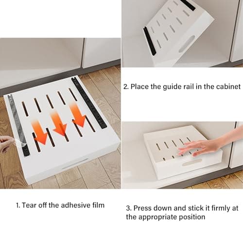 Telescopic Cabinet Organizer with Sliding Drawer Inserts (white, 30-1)