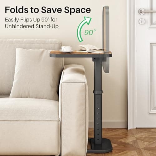 Kitstorack Adjustable Height TV Tray Table with Flip-Over Panel for Sofa Arm Ends