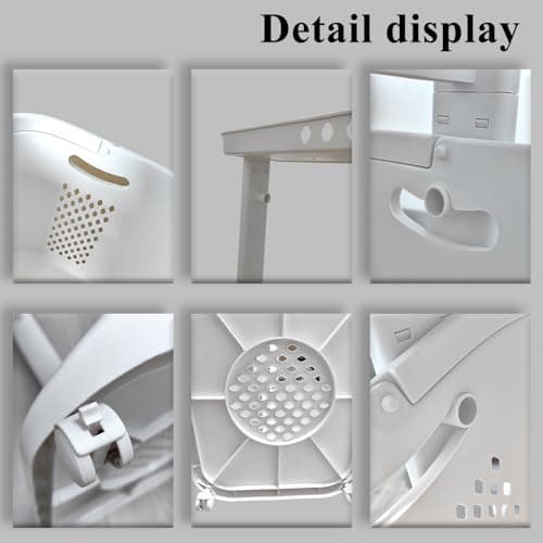 2-Tier Plastic Laundry Basket with Wheels, 40L+32L Capacity, Multi-Functional Kitchen & Bathroom Organizer