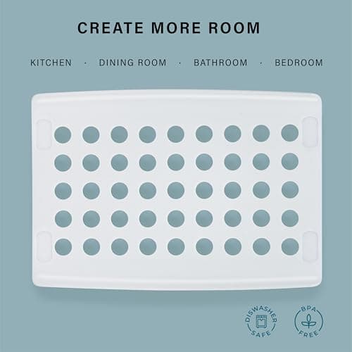 DecorRack White Plastic Counter and Cabinet Shelves 10x7x3.5 (Set of 2)