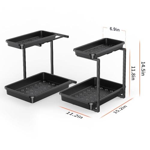 Sotfamily Black 2-Tier Under Sink Organizer, Upgraded Stability for Kitchen & Bathroom
