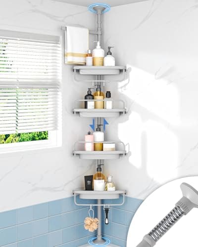 ALLZONE Rustproof Bathroom Shower Caddy with 4-Tier Shelves for Bathtub Storage, Black