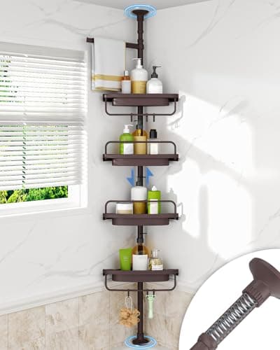 ALLZONE Rustproof Bathroom Shower Caddy with 4-Tier Shelves for Bathtub Storage, Black