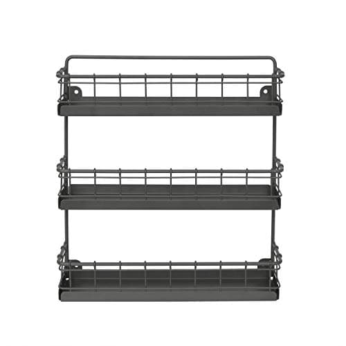 Vintage Industrial Gray 3-Tier Spice Rack for Kitchen and Pantry